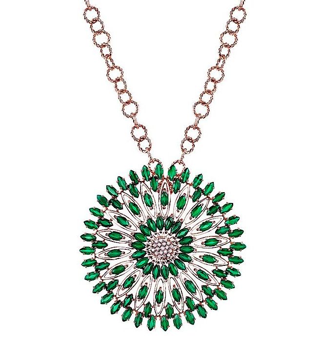 Wisiorek Carla Amorim z zielonym agatem i białymi diamentami. Biżuteria z Brazylii: Carla Amorim 