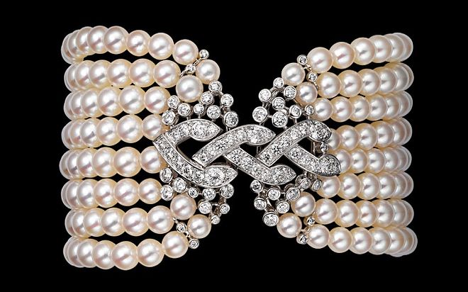 Bransoletka Cartier w platynie z perłami hodowlanymi i diamentami
