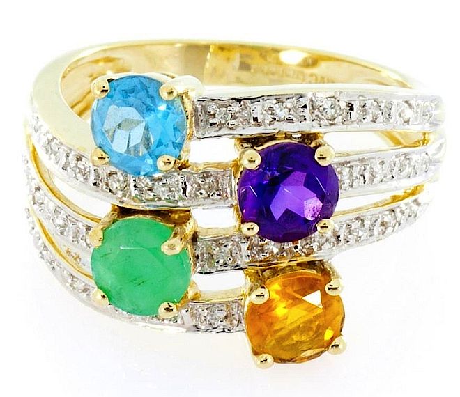  Złoty pierścionek multigem. Oszałamiający trend w biżuterii na lato 2013: pierścionki multigem