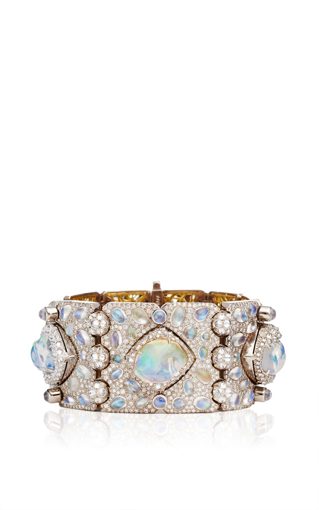 Diamond-Moonstone-Fire-Opal-And-Gold-Ventoux-Bracelet-Cuff