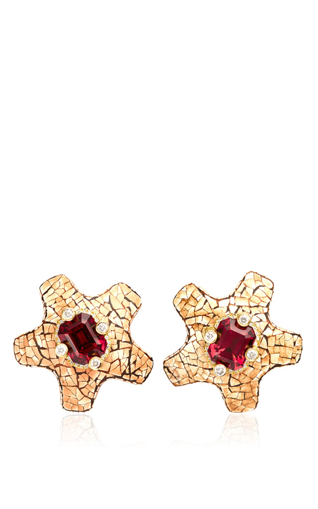 Pink-Tourmaline-Diamond-Gold-Mammoth-Ivory-And-Coquille-DOeuf-Ear-Clips